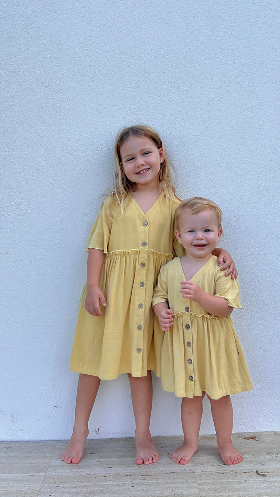 linen dress, beach dress, boho dress, surf dress, yellow dress, blue dress, button up dress, cotton dress, summer dress, skate dress