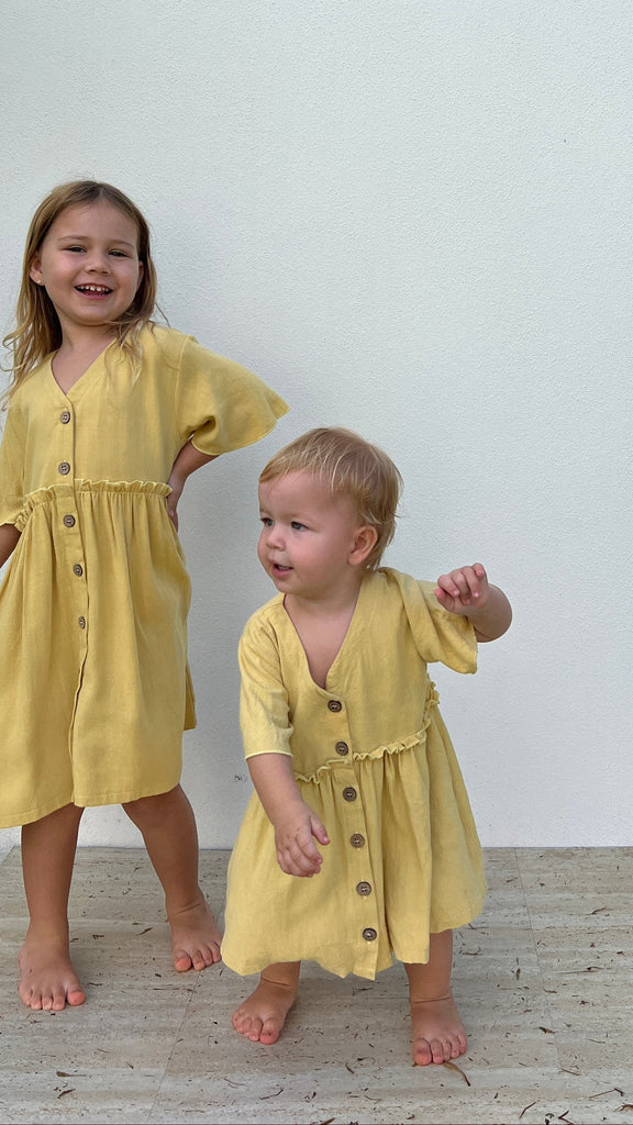 linen dress, beach dress, boho dress, surf dress, yellow dress, blue dress, button up dress, cotton dress, summer dress, skate dress