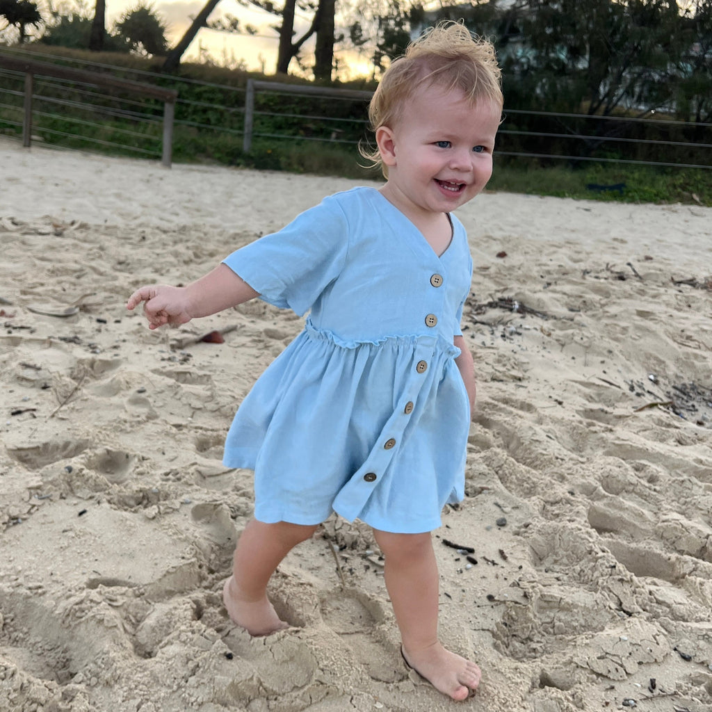 linen dress, beach dress, boho dress, surf dress, yellow dress, blue dress, button up dress, cotton dress, summer dress, skate dress