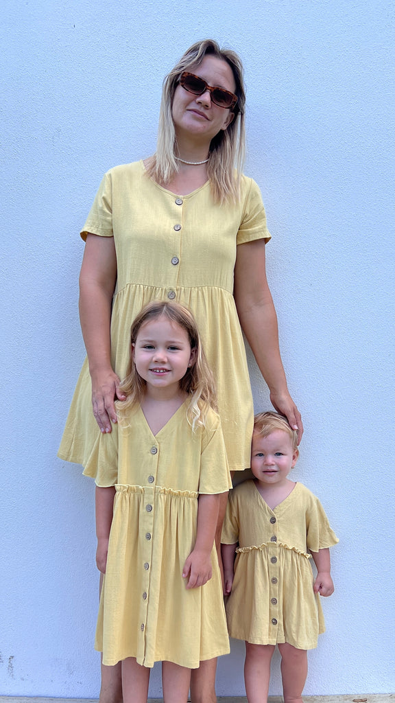 linen dress, beach dress, boho dress, surf dress, yellow dress, blue dress, button up dress, cotton dress, summer dress, skate dress