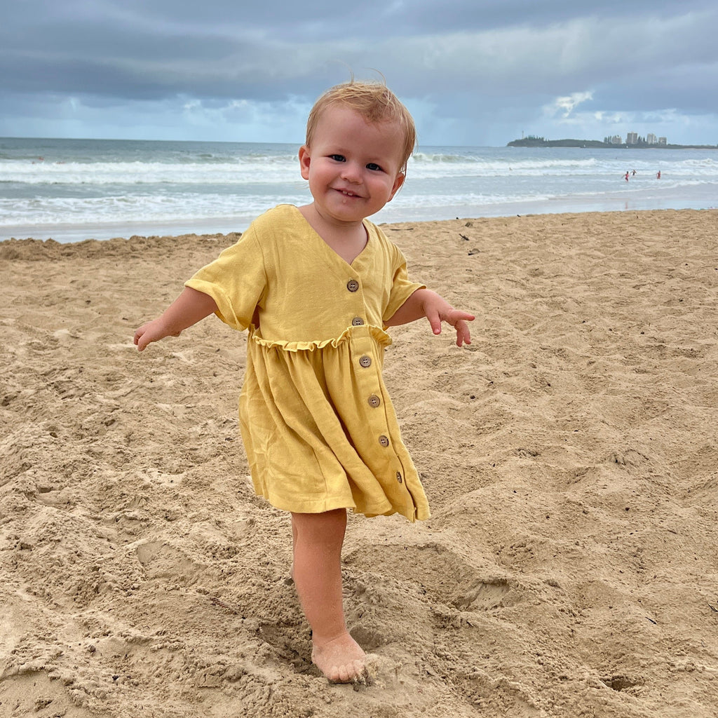 linen dress, beach dress, boho dress, surf dress, yellow dress, blue dress, button up dress, cotton dress, summer dress, skate dress