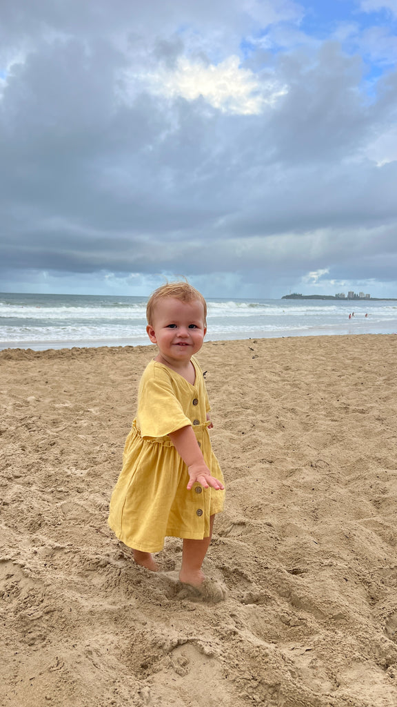 linen dress, beach dress, boho dress, surf dress, yellow dress, blue dress, button up dress, cotton dress, summer dress, skate dress