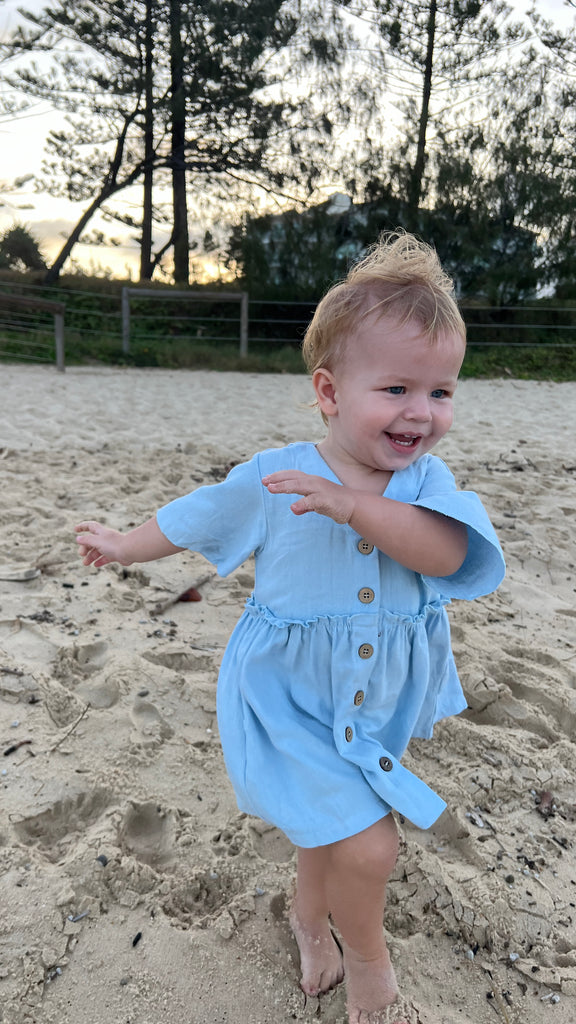 linen dress, beach dress, boho dress, surf dress, yellow dress, blue dress, button up dress, cotton dress, summer dress, skate dress